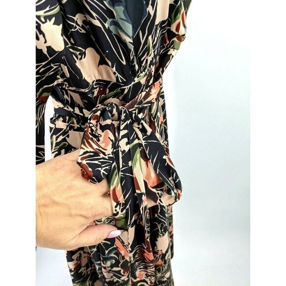 Leona Edmiston Faux Wrap Dress Floral V Neck Belted 3/4 sleeve Australia XS US - Picture 7 of 13